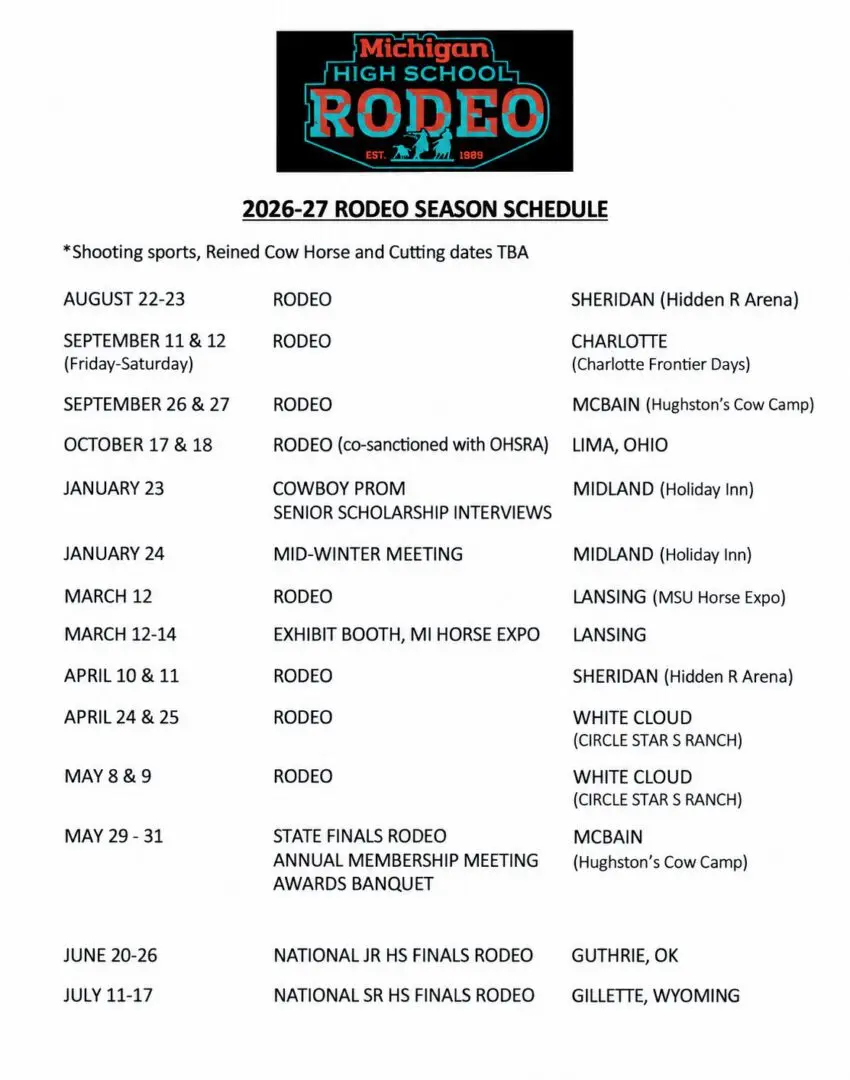 Michigan High School Rodeo Schedule (3)